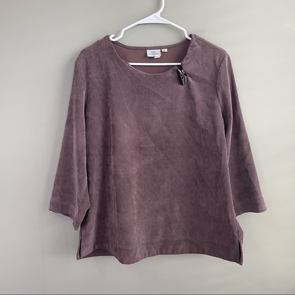 Hot Cotton Tops - Hot Cotton Purple 3/4 Sleeves Ribbed Top L